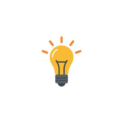 Bright Yellow Light Bulb Icon Symbolizing a New Brilliant Idea, Creative Innovation, and Smart Solution