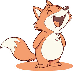 Fat orange wolf cub is laughing, Adobe Illustrator Artwork