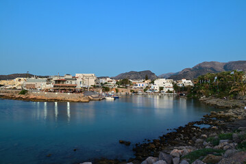 Bucht in Sissi,auf Kreta, Griechenland bei Sonnenuntergang