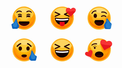 set of funny cartoon smileys