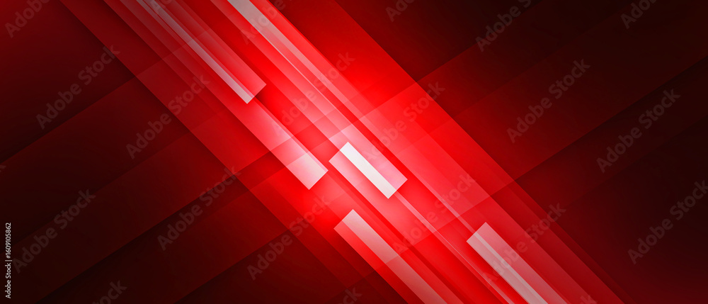 Poster modern abstract red background with glowing geometric lines