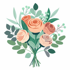 bouquet of red roses with leaves