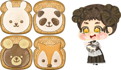 Obraz premium yummy cute toast.eps