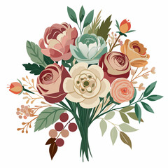 bouquet of roses on white