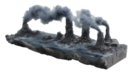 Otherworldly Deep Sea Scene with Smoky Volcanic Landscapes and Mystical Waters