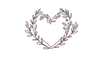 Elegant heart shaped floral wreath design element for sophisticated wedding invitations and heartfelt romantic greeting cards, refined love gesture