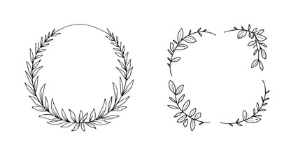 Elegant botanical laurel wreaths for wedding invitations, logos, and branding, perfect for adding a touch of nature and sophistication to any design