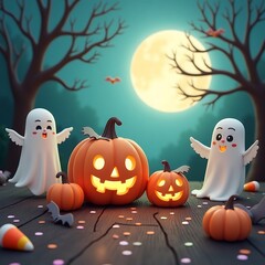 halloween background with pumpkins