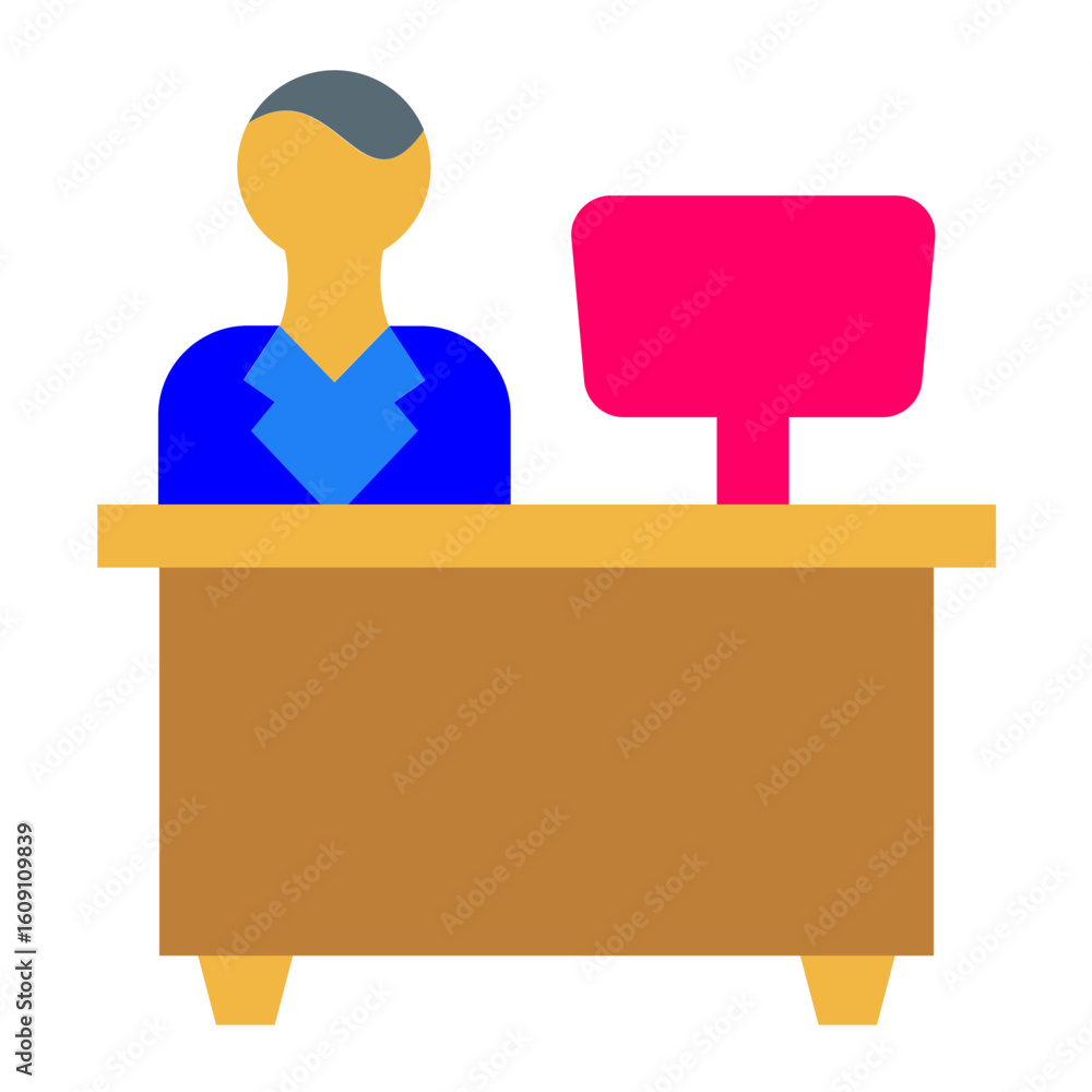 Poster reception desk vector design icon style