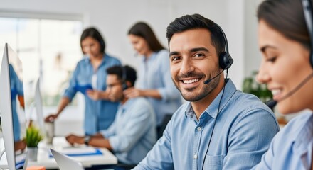 Smiling Business Professional Delivers Exceptional Service in Modern Customer Support Office Setting