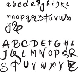 Hand drawn alphabet letters and numbers, a sketch font set for your design