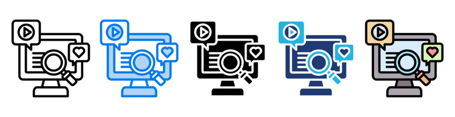 Social media icon set multiple style collection