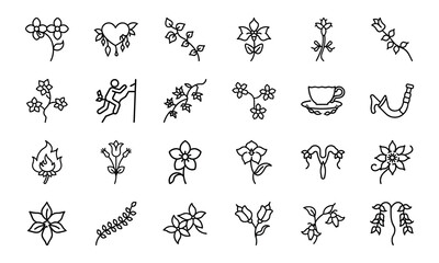Minimal Feminine Botanical Flower Line Art Icon Bundle 24 Elegant Floral, Herbal, and Womb Illustrations for Feminist, Wellness, and Nature-Inspired Design