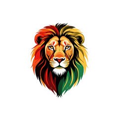 Obraz premium Abstract Ethiopian Lion Head with Bold Red, Gold, Black, and Green Gradient Vector Design