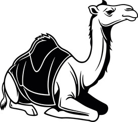 minimalist black vector of a camel sitting down .