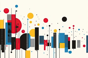 Abstract Data Visualization with Geometric Shapes and Bar Charts. AI Generated