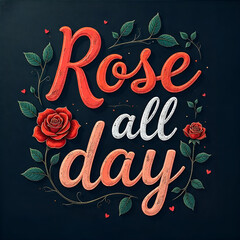 Hand drawn lettering card. The inscription: Rose all day. Perfect design for greeting cards, posters, T-shirts, banners, print invitations.