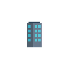 Modern Minimalist Building Icon with Multiple Windows Symbolizing Urban City Architecture and Corporate Offices