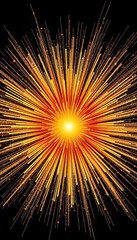 Vibrant golden light explosion radiating sharp lines on black