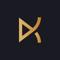 Modern logo letter A and K with gold color, vector illustration