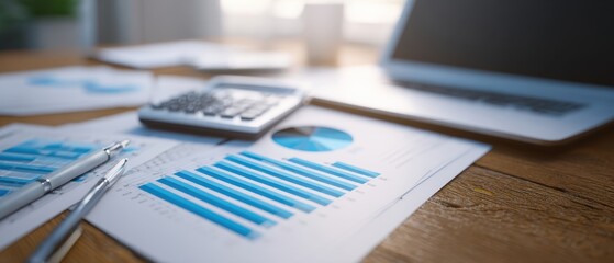The essential tools for financial analysis and business reporting on a desk.