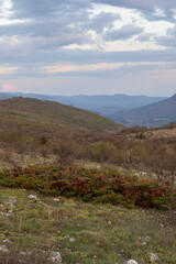 A panoramic photo showing the crown of the mountain.
