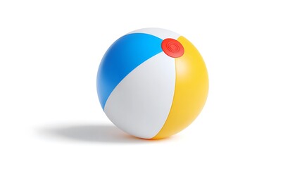 Beach ball toy isolated on white cartoon 3D icon bright minimal style for summer kids illustration concept
