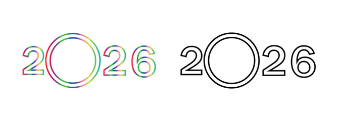2026 text icon. 2026 text for happy new year, poster, banner, social media, celebration and other. 2026 sign png and vector illustration on transparent background