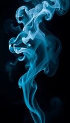 Fototapeta premium Abstract Blue Smoke Swirls on Black Background