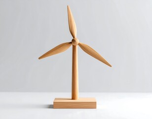 Wooden Wind Turbine Model On Light Gray Background