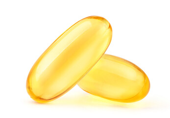 Fish oil  capsules isolated on white.