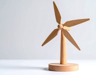 Wooden Wind Turbine Model On Light Background