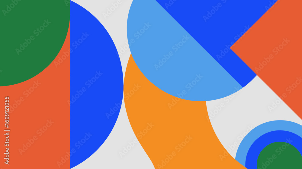 Poster bold geometric shapes create a vibrant abstract design with overlapping forms