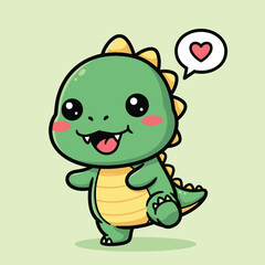 Obraz premium Cute cartoon dinosaur character with expressive eyes and a happy expression.