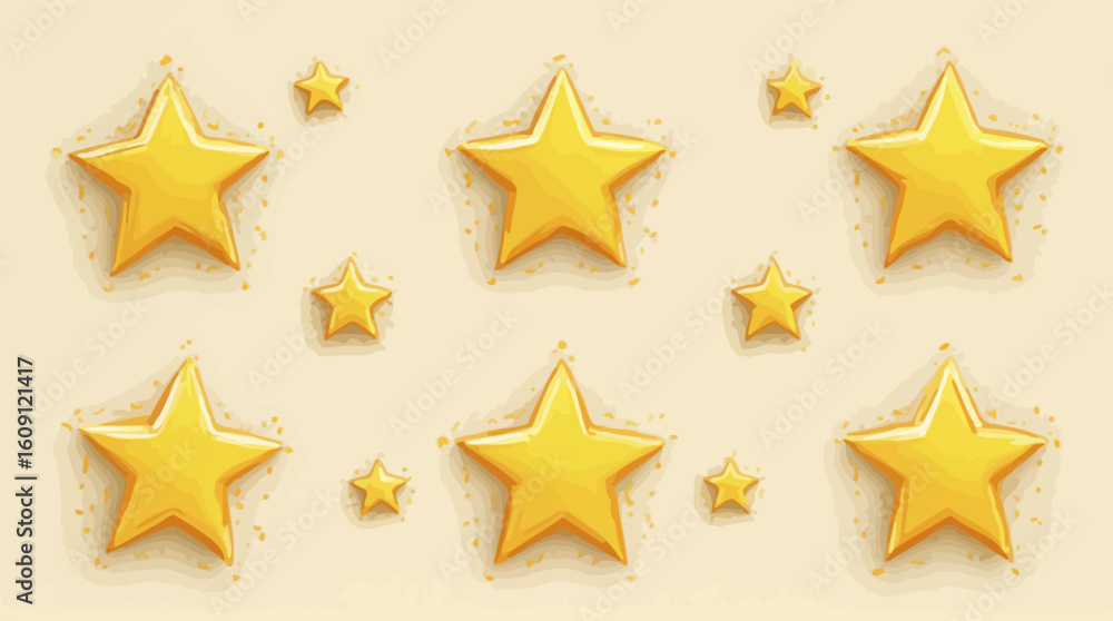 Poster golden star pattern with shimmering effect on a beige background design