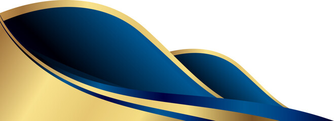 Fototapeta premium Elegant blue and gold corner wave isolated on transparent background.