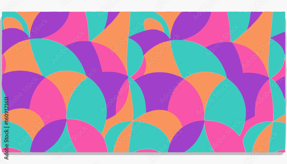 Poster retro inspired colorful geometric pattern featuring circles and semicircles