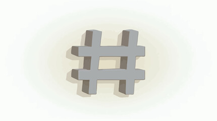 Obraz premium Three Dimensional Render of a Grey Hashtag Symbol on a White Background