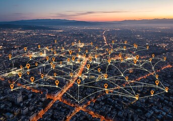 A laptop, tablet, and smartphone display financial data and charts, connected by glowing digital orbits