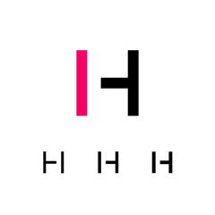 Technical logo Letter H, digital cyber space alphabet font, set of four different thicknesses of the (regular, bold, thick) made stencil style