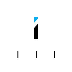 Technical logo Letter I, digital cyber space alphabet font, set of four different thicknesses of the (regular, bold, thick) made stencil style