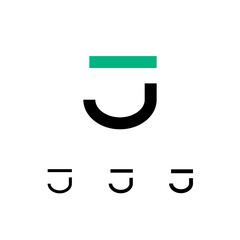 Technical logo Letter J, digital cyber space alphabet font, set of four different thicknesses of the (regular, bold, thick) made stencil style