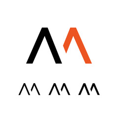 Technical logo Letter M, digital cyber space alphabet font, set of four different thicknesses of the (regular, bold, thick) made stencil style