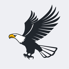 Fototapeta premium Eagle in Flight, Wildlife, Open Sky, Illustration, Nature, Side View, Freedom Concept