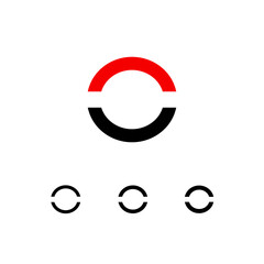 Technical logo Letter O, digital cyber space alphabet font, set of four different thicknesses of the (regular, bold, thick) made stencil style
