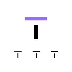 Technical logo Letter T, digital cyber space alphabet font, set of four different thicknesses of the (regular, bold, thick) made stencil style