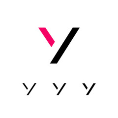 Technical logo Letter Y, digital cyber space alphabet font, set of four different thicknesses of the (regular, bold, thick) made stencil style