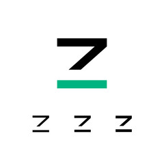 Technical logo Letter Z, digital cyber space alphabet font, set of four different thicknesses of the (regular, bold, thick) made stencil style