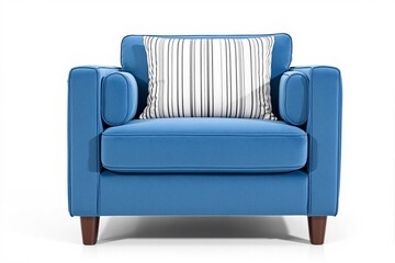 Obraz premium Modern Blue Armchair with Striped Pillow