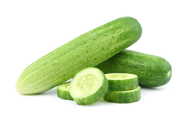 Fresh Cucumber slice  isolated on white background.